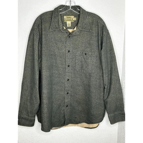 Cabela's Deerskin Chamois Shirt Mens XL Green Flannel Button Up Outdoors Hunting - Picture 1 of 11